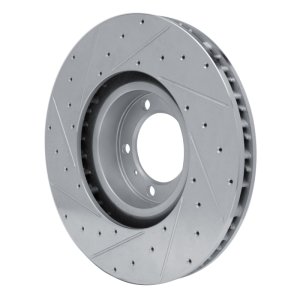 Audi RS e-Tron GT Brake Rotor (1) - Right Front - R1 Concepts - Drilled & Slotted - Silver - `10-`24